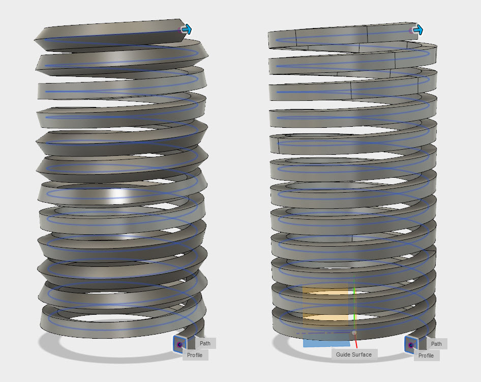 Examples of a Autodesk Fusion 360 sweep path