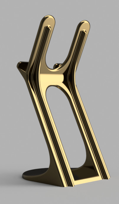 Gold phone stand created with Fusion 360