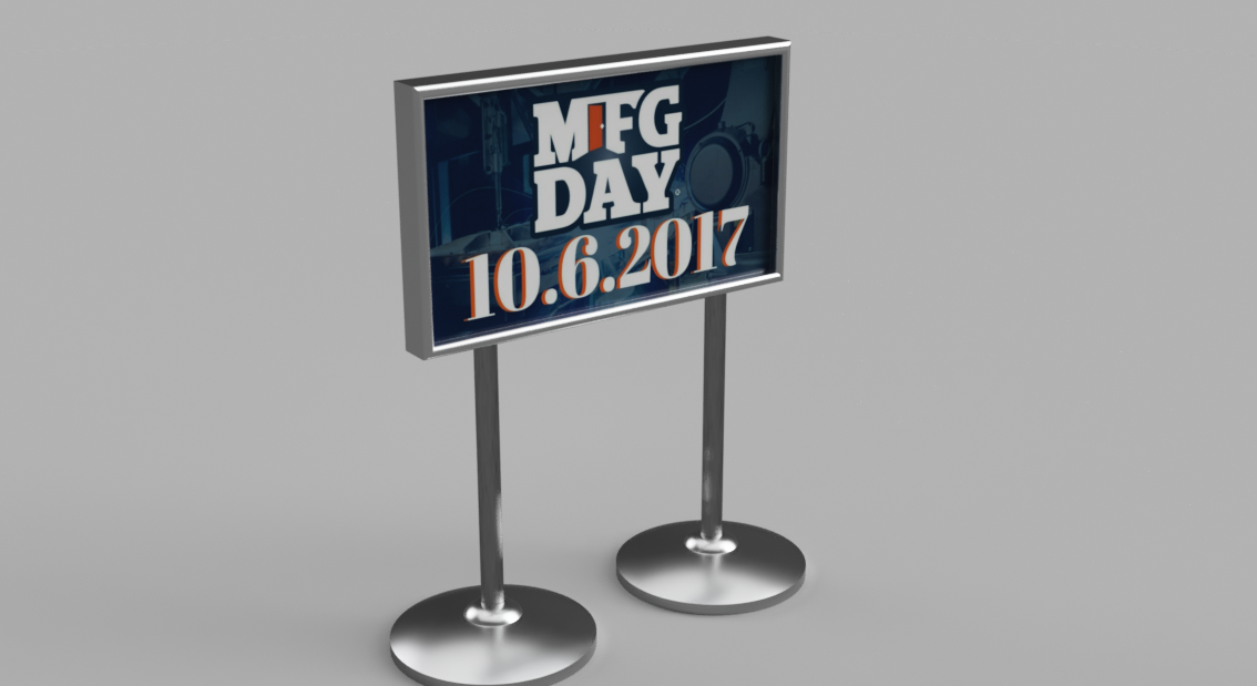 Manufacturing Day tabletop sign modeled in Autodesk Fusion 360